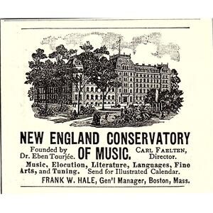New England Conservatory of Music Frank W. Hale Boston MA 1892 Ad AG2-S26